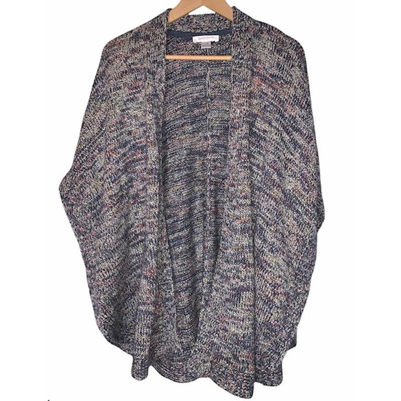 Chunky Multi Colored Loose Knit Open Cardigan - Picture 6 of 6